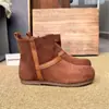 Botas de camurça com zíper lateral, novidade para o Outono de 2026, estilo retrô casual, botas com efeito desbotado, botas femininas de bico redondo