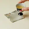 Porta-copos Quadrado Antiescaldante feito de Estanho Puro, Porta-copos para Xícara de Chá, Tapete de Chá Forjado à Mão, Bandeja de Chá Isolante Térmico, Acessórios para Conjunto de Chá