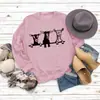 Desejo Outono e Inverno Transfronteiriço Feminino Top Comércio Exterior Europa e América Fofo Alpaca Estampado Casual Gola Redonda Suéter Camisa