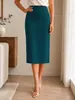 Popular Falda Lápiz Elástica de Comercio Exterior para Mujer, Corte Ajustado, Longitud Media, Fluida, Falda Casual Negra, Falda Profesional de Oficina
