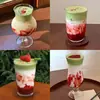 Taza de Fresa Famosa en Internet, Taza de Helado, Vaso de Vidrio Transparente, Taza para Batidos, Taza para Té de Leche, Taza para Bebidas de Café, Taza para Té de Frutas