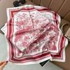 Lenço Profissional Vintage Flor de Castanha Preta 70 Lenço Feminino Moda Primavera e Verão Versátil Lenço/Xale de Seda de Amora Artificial