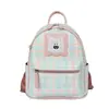 Mochila Transfronteriza Linda y Divertida Nuevo Estilo 2026 Bloques de Color Cuadros Frescos Bordado Gato de Dibujos Animados Mochila Multiusos