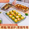 Bandeja Rectangular para Hornear al Microondas Resistente al Calor de Vidrio de Borosilicato Alto con Divisor Divisor de Vidrio de Borosilicato Alto Bandeja para Hornear de Dos Piezas