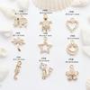 Paquete de 14 quilates de oro con microcircón, accesorios, estrella, luna, flor, colgante de amor, pulsera, collar, pendientes, material para colgante.