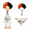Peruca Afro Divertida Bicolor para Pets Peruca Cacheada de Palhaço Universal para Gatos, Cachorros e Patos para Festas de Feriado e Sessões de Fotos