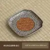 Tapete de vime de liga martelada estilo chinês, tapete para copos de água, suporte para copos de lótus de vime retrô, tapete de isolamento térmico, acessórios para conjunto de chá kung fu