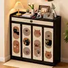 Gabinete de Zapatos Sencillo para Entrada de Casa Almacenamiento Zapatero de Pie Apoyado en la Pared Entrada Gran Capacidad con Puerta Zapatero Dibujos Animados Retro