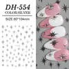 Pegatinas para Uñas de Estrella de Ocho Puntas Adhesivas Planas Oro Plata Negro Blanco Decoración de Pegatinas para Uñas de Estrella de Ocho Puntas Dh554 Juego Completo