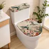 Funda de Inodoro de Tela de Mármol con Flores de Plantas Transfronterizas Juego de 2 Piezas Cubierta Protectora de Baño para el Hogar Fabricante Venta al por Mayor