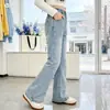 Calça Jeans Flare Nova Estilo Outono 2026 para Meninas Crianças Maiores Roupas para Meninas Calça Micro Flare com Strass Hot-Fix Roupa Infantil Calça Estilosa Tendência