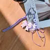 Estilo Coreano Macaron Corda Trançada Coração Chaveiro Botão Fofo Laço Pingente Ursinho Feminino Pingente para Bolsa