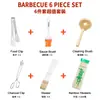 Em Estoque Conjunto de Ferramentas para Churrasco em Aço Inoxidável 6 Peças Acessórios Domésticos para Churrasco Balde de Carvão para Churrasco ao Ar Livre Grelha Espetos
