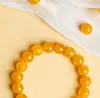 Pulsera de Ágata Amarilla para Hombres y Mujeres, Piedras Sueltas de Calcedonia, Pulsera de Cristal, Pulsera de Cuentas de Jade Amarillo Aceite de Pollo, Regalo