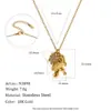 Joyería de Acero Inoxidable Tendencia Europea y Americana Nuevo Estilo Ins Pendientes y Collar con Colgante de Rana y Palmera Chapados en Oro de 18K