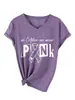Em outubro vestimos rosa Amazon wish estação independente moda casual feminina camiseta gola V manga curta