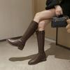 Tubo de tamanho shake rápido em estoque fundo moldado couro de vaca botas altas fundo macio tamanho grande couro de vaca botas femininas mas botas de cavaleiro até o joelho