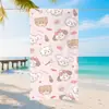 Toalla de Playa de Microfibra con Estampado Digital de Gato Mikko de Dibujos Animados con Lindo Lazo para Niñas, Toalla Portátil