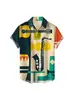 Camisa Havaiana Masculina de Verão Transfronteiriça Masculina Casual Manga Curta Lapela Férias Praia Camisa Top Estampada 3D