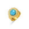 Anillo abierto de acero inoxidable turquesa para mujer, estilo europeo y americano, con diseño de mano de acero de titanio y diamantes retro transfronterizos.