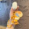 Llavero Auténtico Serie Panadería Stitch Lindo Dibujo Animado Moda Pareja Cadena para Teléfono con Cuentas Colgante para Mochila