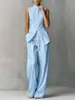 2026 Amazon europeo y americano transfronterizo blusa femenina fluida nuevo estilo elegante sin mangas conjunto de pantalones largos para mujer
