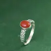Ciervo Dorado Rey Anillo Abierto de Plata S925 Vintage Forma de Huevo Turquesa Roja del Sur Nuevo Estilo Chino Moda Personalidad Anillo para Mujer