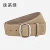 Cinturón Ancho Retro Escarchado Maillard para Mujer Vestido Decorativo Cinturón para Jeans Moda Gamuza Cuero Genuino Cinturón para Mujer