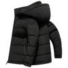 Jaqueta de Penas Masculina Outono e Inverno com Capuz Comprimento Médio para Jovens e Adultos Tendência Tecido de Seda Leite Jaqueta de Penas à Prova de Frio