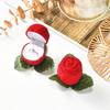 Boutique de moda cabeza de flor rosa con rama caja de anillo exquisitos aretes flocado de franela de alta calidad caja de regalo directo de fábrica