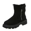 Botas de Nieve Transfronterizas Europeas y Americanas para Mujer, Superficie de Tela Transfronteriza, Cremallera Lateral, Talla Grande, Botines 44, Engrosados, Estilo Nuevo, Caña Corta, Venta al por Mayor, Talla Grande