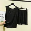 Conjunto de Pijama de Chaleco sin Mangas con Cuello en V de Modal Nuevo de Verano para Mujer, Conjunto de Dos Piezas con Shorts Sueltos Transpirables