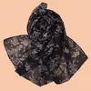 Nuevo Elegante Patrón de Plumas Estampado Otoño e Invierno Algodón Lino Hilo de Bali de Alta Calidad Bufanda Suave Bufanda Protectora Solar
