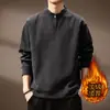 Sudadera de Peso Pesado Texturizada de Alta Gama de 500g para Hombre, Casual Holgada Estilo Americano Otoñal con Media Cremallera, Top de Chenilla con Cuello Alto