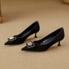 Zapatos de Mujer de Cuero Suave de Huizhou, Estilo Francés de Verano, Zapatos de Salón Cómodos de Punta Fina, Zapatos de Tacón Alto de Moda para Mujer 2025, Tacones de Aguja para Mujer