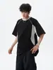 Camiseta de Hombre de Manga Corta Waffle Bloque de Color, Holgada Casual Estilo Japonés Marca de Moda Verano Nuevo Top de Cuello Redondo