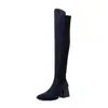22 Botas de Mujer Elásticas para Otoño e Invierno New England Altas hasta la Rodilla Botas de Jinete Botas de Tacón Alto Grueso 40-48 Botas de Comercio Exterior