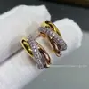Aretes de Anillos Triples con Forma de Uña Kaka para Mujer, Chapados en Plata 92 con Oro Rosa de 18 Quilates, Aretes CNC Fulu Shou, Elegante y de Alta Gama con Diseño de Cabeza de Vaca