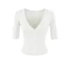 Camiseta de Manga Corta con Cuello en V Profundo Estilo Chica Picante Madura 2026 Verano Nuevo Ajuste Delgado Top Versátil para Mujer Tendencia