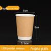 Copo de Papel Descartável Embalagem de Camada Dupla Copo para Bebida Quente de Café Papel Kraft Comercial Oco Copo para Chá com Leite com Tampa Personalização