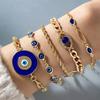 Pulseiras Transfronteiriças Europeias e Americanas, Pulseira Boêmia Olho do Diabo com Senso de Design, Conjunto de Pulseiras Exageradas com Gotejamento de Óleo e Incrustadas com Diamantes