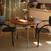 Mesa de Jantar Sólida em Madeira Estilo Medieval, Mesa Redonda Pequena para Uso Doméstico, Mesa Dobrável Retrô, Mesa de Jantar Redonda, Mesa de Varanda, Cadeiras, Mesa de Centro