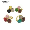 Wt-R581 Anillo Abierto Colorido Exquisito Piedra Natural Ojo de Gato Chapado en Oro de 18 Quilates Joyería Versátil Diaria para Niñas