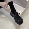 Zapatos Mary Jane para Mujer Nuevos de Verano Estilo Británico Versátiles Negros Planos JK Mocasines de Plataforma Zapatos Pequeños de Cuero Tendencia Ins