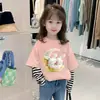 G2129# camiseta para niños y niñas otoño algodón manga larga primavera y otoño infantil camiseta guapa coreana casual camisa base moda