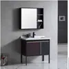 Gabinete de Baño Minimalista Moderno Aleación de Aluminio Lavabo Integrado Lavabo Cerámico Combinación Espejo Tocador de Baño Espejo Gabinete