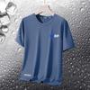 Camiseta de manga corta de seda helada de marca de moda de verano 2025 para hombre, camiseta de media manga con cuello redondo, ropa holgada para hombre.