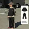 Conjunto Deportivo Otoñal para Niños, Conjunto de Dos Piezas Elegante con Cuello Alto para Niños, Sudadera a Rayas y Pantalones Casuales para Niñas