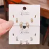 Set de Pendientes Geométricos de Concha y Circonita Nuevo de Primavera, Juego de Tres Pares, Pendientes Geométricos de Lujo de Alta Gama con Aguja de Plata para Mujer