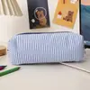 Estojo de Lápis Risca de Giz Listrado Mais Vendido, Estojo de Lápis de Grande Capacidade, Caixa de Papelaria Portátil para Viagem, Bolsa de Armazenamento de Alto Valor
